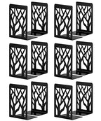 Metal Bookends Black 6 Pair - Heavy Duty Book Stoppers for Shelves - Decorative Book Ends - size: Black-6 Pair