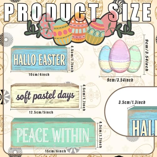 Easter Decorations - Hallo Easter Pastel Egg Tiered Tray Decor - Wooden Easter Tabletop Sign - Soft Pastel Farmhouse Spring Home Decor Indoor for Tiered Tray Shelf Mantel Coffee Table - Spring Home Decor for Living Room, Kitchen Counter - style: Egg
