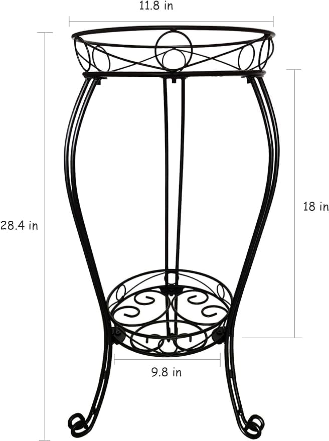 28.4 inches Tall Metal Plant Stand 11.8 Dia for Indoor or Outdoor use,2 Tier Heavy Duty Flower Pot Stand Rack 11.8 inches Diameter Holds Big Heavy Plants,Black (28.4 INCHES TALL) - size: 28.4 INCHES TALL