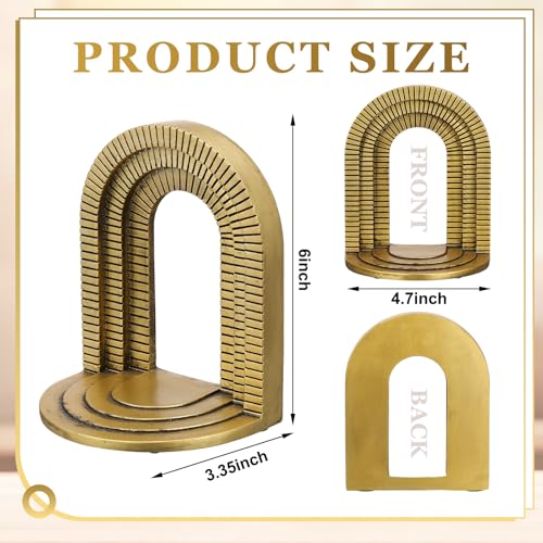 Kathfly Vintage Gold Brick Arch Bookends Resin Book Ends for Shelves Heavy Duty Decorative Bookends, Cute Book Stopper Holder Decor for Desk Home Office, Shelf Decoration - style: Brick Arch
