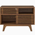 Modway Render Mid-Century Modern Two-Tier Display Stand in Walnut - color: Walnut