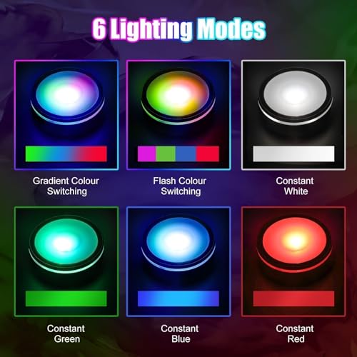 EEEKit 2 Pack 6 Colors LED Light Base, 3-inch Non-Slip Round Stand Display Plate Flat & Spherical Recess Show Crystal Ball Stand for 3D Crystal Glass Art - color: Round