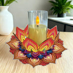 DIY Diamond Art Painting Candlestick Holders 5.71in Mandala Flower Shape Desk Candle Tray Tabletop Ornaments for Wedding Ramadan Party Home Table Centerpiece-Mandala12 - color: Mandala12