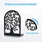 Umikk Book Ends, Bookends for Shelves, Tree Book End to Hold Books, Metal Bookend Stopper, Non-Skid Book Holder, Black Book Supports for Office Home Kitchen, Modern Decorative Bookends(3 Pair/6 Pcs)