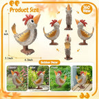 Outdoor Whimsical Rooster Statue Resin Chicken Art Sculpture Garden Rooster Figurine Decoration, Rustic Roosters Decor, Animal Ornament for Yard, Lawn, Home, Office, Garden Gifts