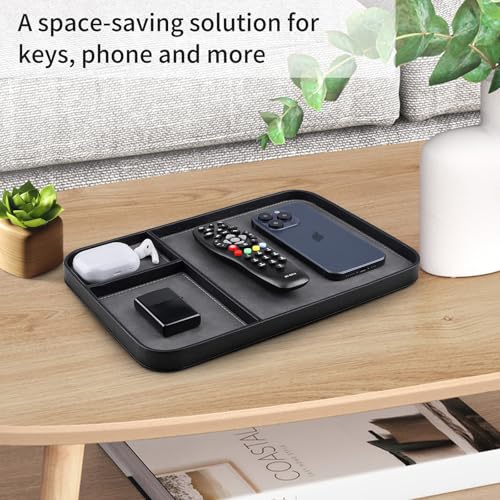 SENEN Leather Tray, Stylish and Organized Multifunctional Tray, for Table Entryway, Premium PU Leather, Catchall Tray for Keys, Watch, Wallet, Jewelry, and More (Black Frame) - color: Black Frame
