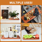 Wooden Serving Platters Long Charcuterie Boards Acacia Wood Decorative Trays for Home Decor Cheese Board Snack Appetizer Plates Kitchen Dinner Tray for Food Dish Rectangle Cake Dessert Platter - size: 14" × 5.5" × 0.6"