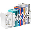 OMEYA 2PCS Adjustable Metal Bookends, Heavy Duty, 2 Dividers, Nonslip, Extends up to 19 inches (White) - color: White, size: 2PCS