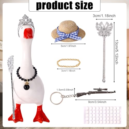39pcs 7 Inch/17.8 cm Desk Goose Outfits, Mini Porch Goose Accessories with Hat Glasses Scepter Necklace Scarf Fun Clothes Costume Set for Magnetic Table Geese Statue Decor