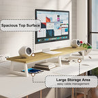 TEAMIX Large Dual Monitor Riser - Wood & Steel Desk Organization - Maple, 42 inch - color: Maple
