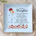 To My Daughter Jewelry Dish, Custom Jewelry Tray for Mothers Day, Daughter Gifts from Mom, Ceramic Ring Dish with Birth Month Flower, 1st Mother's Day Birthday Gifts for Daughters - color: Style 5