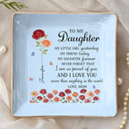 To My Daughter Jewelry Dish, Custom Jewelry Tray for Mothers Day, Daughter Gifts from Mom, Ceramic Ring Dish with Birth Month Flower, 1st Mother's Day Birthday Gifts for Daughters - color: Style 5