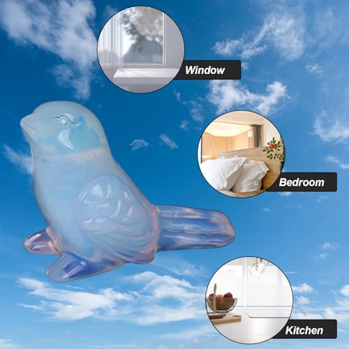 Opalite Crystal Bird Carving Hand Carved Gemstone Bird Figurine 2.4 Inch Polished Animal Sculpture Healing Stone Home Office Desk Decoration Gift Collection - color: Opalite Bird
