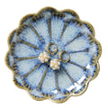 Lotus Ring Holder Dish Small Indoor Ash Tray, Ceramic Dessert Plate Trinket Jewelry Holder Organizing Necklace Earrings for Parents Friends Sister, All Jewelries Are NOT Included, Retro Blue. - color: Retro Blue-Round
