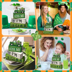 Yuntau 4 Pcs St Patricks Day Decorations Lucky Shamrock Wooden Sign Truck Table Centerpiece St Patricks Day Tiered Tray Decor Decorative Faux Book Stack Block for Fireplace Mantel Floating Shelf - style: Shamrock