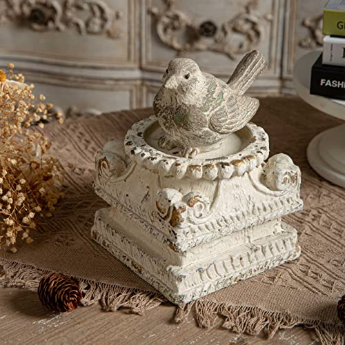 SOFE Column Pedestal Stand for Decoration Display, Distressed White Small Plant Stand, Large Candle Stand, Column Side Table, Classic Plinth Bases for Wedding Party Home Garden