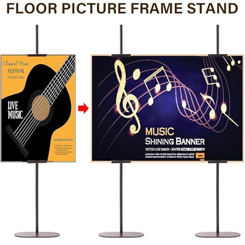 Adjustable Easel Stand for Sign, Art Display Stands for Frames up to 64", Metal Heavy Duty Floor Easels for Painting, Antique Tall Picture Easels with Base for Signs Photos Display