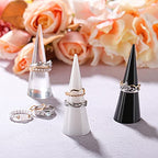 Jetec Clear Acrylic Crystal Ring Holder Acrylic Ring Display Jewelry Holder Wedding Display Cone Support Single Finger Rings Showcase Stand for Jewelry - color: Black, Transparent, White