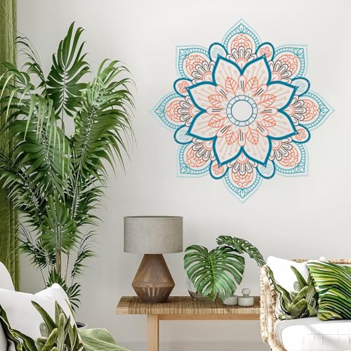 ruelen Mandala Wall Art Colorful Metal Flower Wall Decor 3D Floral Art 30'' Gold Art Wall Decor Modern Farmhouse Wall Hanging Decor for Living Room, Bathroom,Bedroom, Kitchen,Office (Blue) - color: Blue, size: 30"L x 30"W