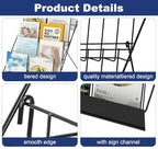 6 Tier Wire Countertop Racks,18" Wide Metal Book Display Rack Magazine Rack with Sign Channel,Foldable Retail Vendor Booth Display Stand for Greeting Card,Brochure,Art Print,CD,Craft,Comic
