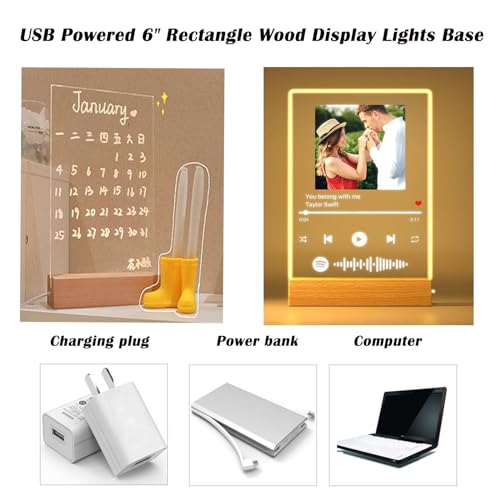 4Pcs 6“ Wooden LED Light Display Stand Base,Rectangle Wood Led Light Base Wooden Lamp Base for Display Photos Acrylic Pictures Plexiglass Crystal Resin Craft Art -Warm Light - color: Warm Light, size: 4PC 6"