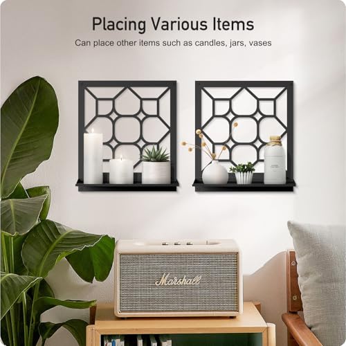 Classical Candle Wall Sconce, Black Bathroom Wall Decor, Farmhouse Wall Art for Living Room Bedroom Bathroom (2 Pack 11.8 x 13 in) - color: Black- Art