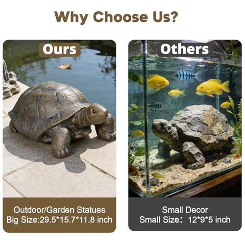 SKYFIRE Large Turtle Statues for Garden - 29.5' x 15.7' x 11.8' Fiber Reinforced Concrete Figurines, Garden Sculptures & Statues for Outdoors, Lawn, Yard, Indoor - Tortoise Outdoor Decor - color: Turtle, size: 29.5*15.7*11.8inch