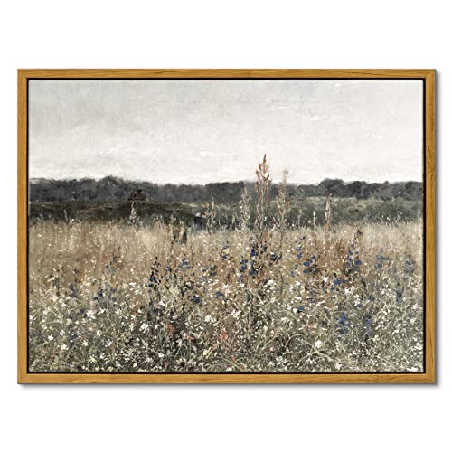 InSimSea Framed Canvas Wall Art Vintage Decor, Classical Oil Painting Canvas Prints Champ fleuri Vintage Wall Art for Home Room Bathroom Decor, 12"x16" - color: Champ Fleuri, size: 16"L x 12"W