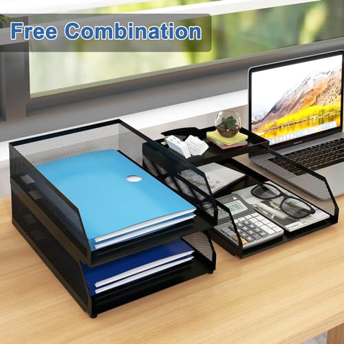 Natwind 3-Tier Desk Organizer,Desk Accessories, Stackable Paper Tray, Metal Mesh Desktop Organizer, Paper Sorter, Letter Trays,File Document Storage Rack for for Home, Office, School (Black) - color: Black, size: 3 tier