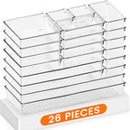 Criusia Drawer Organizer, 26 Pack Clear Plastic Drawer Organizer Bins, Versatile Organization and Storage Trays for Kitchen, Bathroom, Vanity Makeup and Office - size: 26PACK