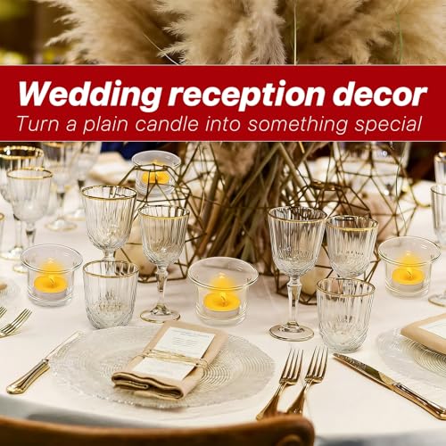 12 Pcs Clear Glass Tealight Candle Holders, Votive Candle Holders for Weddings, Parties, and Home Decor, 2.36" x 1.77" Small Glass Candle Holders for Centerpieces and Table Settings