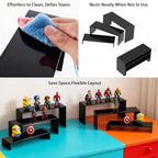 6 PCs Risers Display Stands 3 Tiers Desktop Acrylic Shelves Cake Dessert Holder Products Stand for Collectibles Shoes Jewels Pop Figure （Black） - color: Black