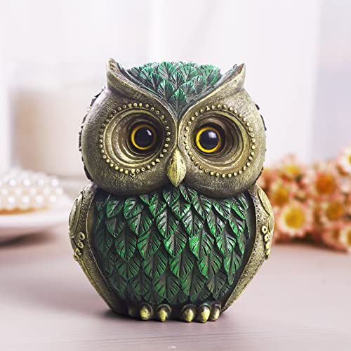 Artpaul Owl Decorations for Home Small Owl Decor Figurines Shelf Decor Home Office Living Room Decorations Birthday Gifts (Green) - color: Style2-green