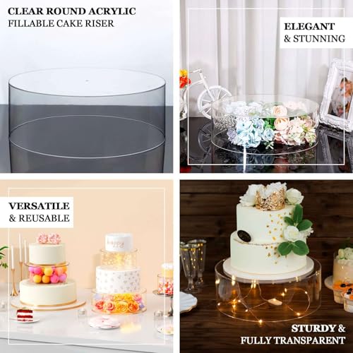 Efavormart 14" Round Clear Acrylic Cake Stand, Transparent Fillable Display Box, Pedestal Riser with Hollow Bottom for Weddings, Parties, Banquets, and Creative Dessert Displays - color: Clear, size: Clear14''