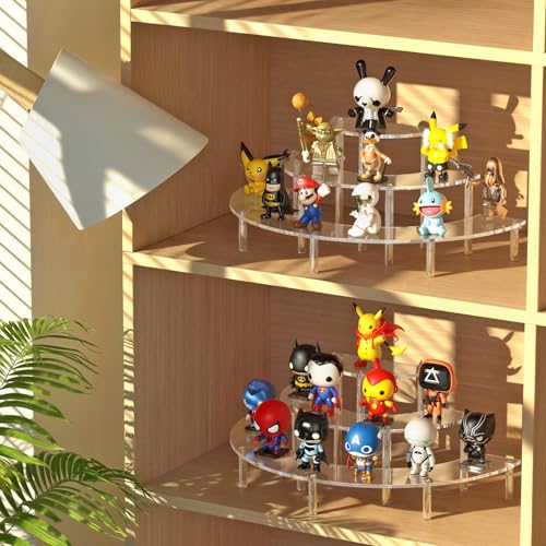 Dooiclear 3 Tier Acrylic Display Risers, Half Moon Cupcake Stand, Clear Perfume Organizer, Dessert Stand for Display, Clear Display Stand for Food, Cupcake, Perfume, Collections