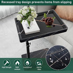 C Table End Table Adjustable Height, 360°Swivel TV Tray Table for Small Spaces, Couch Tables That slide under, C Shaped Side Tables living room and bedroom for Sofa, Bed,Chair, Snack (1, Black) - color: Black