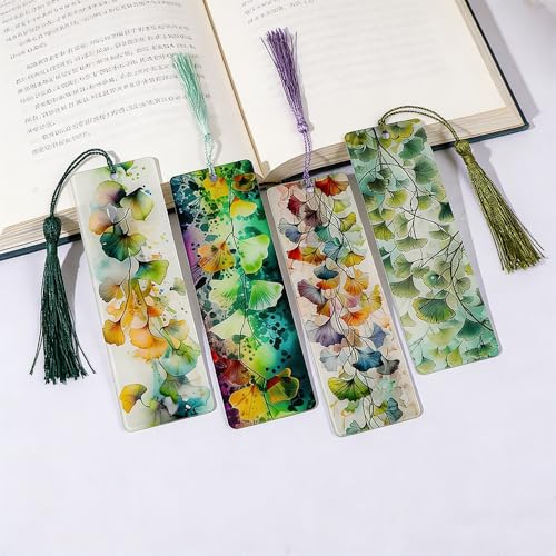 Colorful Art Flower Bookshelf Bookmark - Romantic Artsy Vibe Bookmarks, Perfect Reading Gift for Book Lovers, Bookworms and Friends (Ginkgo Leaf) - style: Ginkgo Leaf