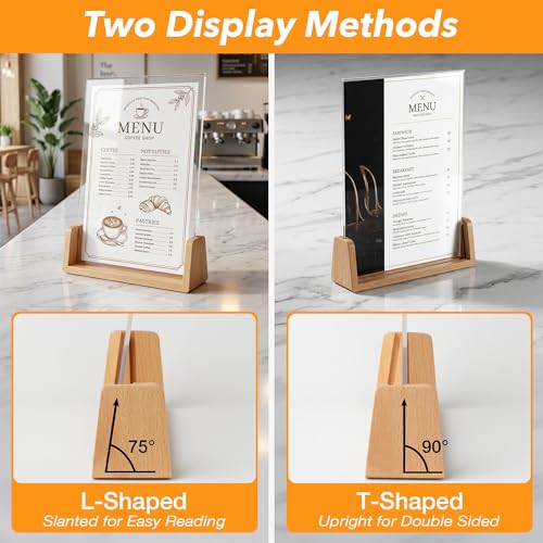 U-Shaped Acrylic Sign Holder 8.5 x 11 with Wood Base, Clear Double-Sided Flyer Stands for Display Menu, Flyer, Poster, Certificate, Photo, Restaurant, Office, and Home (1pk) - color: 1pk
