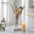 Hewory Hurricane Glass Candle Holders: 6 PCS Clear Hurricane Candle Holders for Pillar Candles Floating Candles, Glass Cylinder for Table Centerpieces Christmas Wedding Party Holiday Home Decor