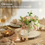 Glasseam Acrylic Flower Vase for Centerpieces: Set of 2 Wedding Party Dining Room Table Decorations, Cylinder Round Clear Vases with 13 Holes (5.9in)