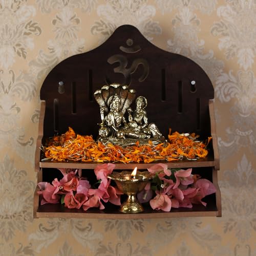 Wooden Wall Mounted Hanging Puja Temple|Wooden Mandir| Pooja Stand |Pooja Mandir for Home& Office|Temple for Festivals| Gifting Purpose - size: Double Stand Wooden Temple