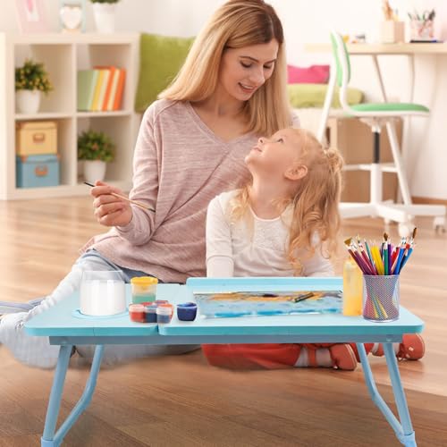 Laptop Desk for Bed Couch,Lap Desk for Laptop,Portable Laptop Stand for Desk,Small Adjustable Laptop Desk,Foldable Bed Table for Laptops and Writing, Bed Tray Table with Cup Holder(Blue) - color: Blue