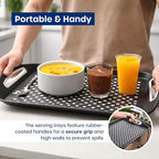 Food Trays for Eating on Couch - 2 Pack - Non Slip Dinner Trays for Eating Set of 2 Non Slip Serving Tray and Food Tray with Handles (Black) - color: Black - 2 Pack