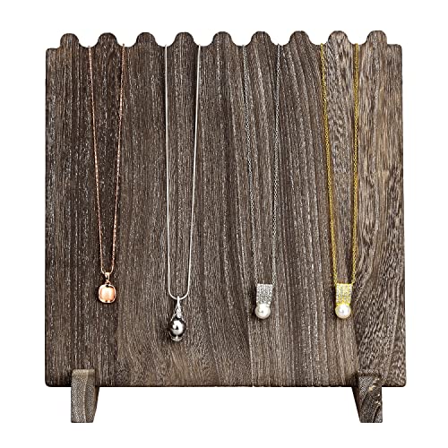MOOCA Wooden Plank Necklace Jewelry Display Stand for 8 Necklaces, Jewelry Display Holder, Wood Plank Storage Stand Holder, Coffee Color - color: Coffee