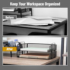 Mind Reader Stackable Paper Tray, Desktop Organizer, File Storage, Office, Metal Mesh, 2 Pcs., Black - color: Black