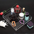 KEVLANG Clear Sturdy Acrylic Serving Tray with Handles - 10x10Inch - Coffee, Appetizer, Breakfast, Butler Tray - Kitchen Countertop & Vanity Table Organizer - color: Clear, size: 10" x 10" x 2"