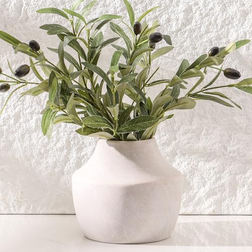 Mitt&Ditt Ceramic Flower Vase, 5.3 inch Off-White Farmhouse Rustic Vase, Handcrafted Weathered Pottery Vases, Small Flower Terracotta Vases for Home Decor, Living Room, Table, Shelf - color: B-5.3"h-antique