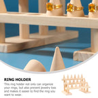 ABOOFAN Wooden Ring Display Stand Cone Shape Organizer for Jewelry Store and Home Use 8.46X5.90X5.70In Space Saving Ring Holder Rack