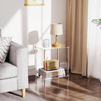 Clear Acrylic Side Table Set of 2, 2-Tier End Table for Living Room, Small Modern Bedside Tables Nightstand for Bedroom, Home Decor Accent Table, 15.7" L x 11.8" W x 19.82" H - size: 2 Tier 2-Pack