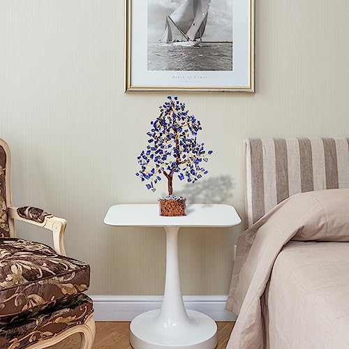 Lapis Lazuli Crystal Tree for Wisdom & Truth Décor for Home and Office | Handmade Bonsai for Communication & Clarity of Thought | Perfect Insight Gift for Loved Ones - color: Lapis Lazuli Golden Wire